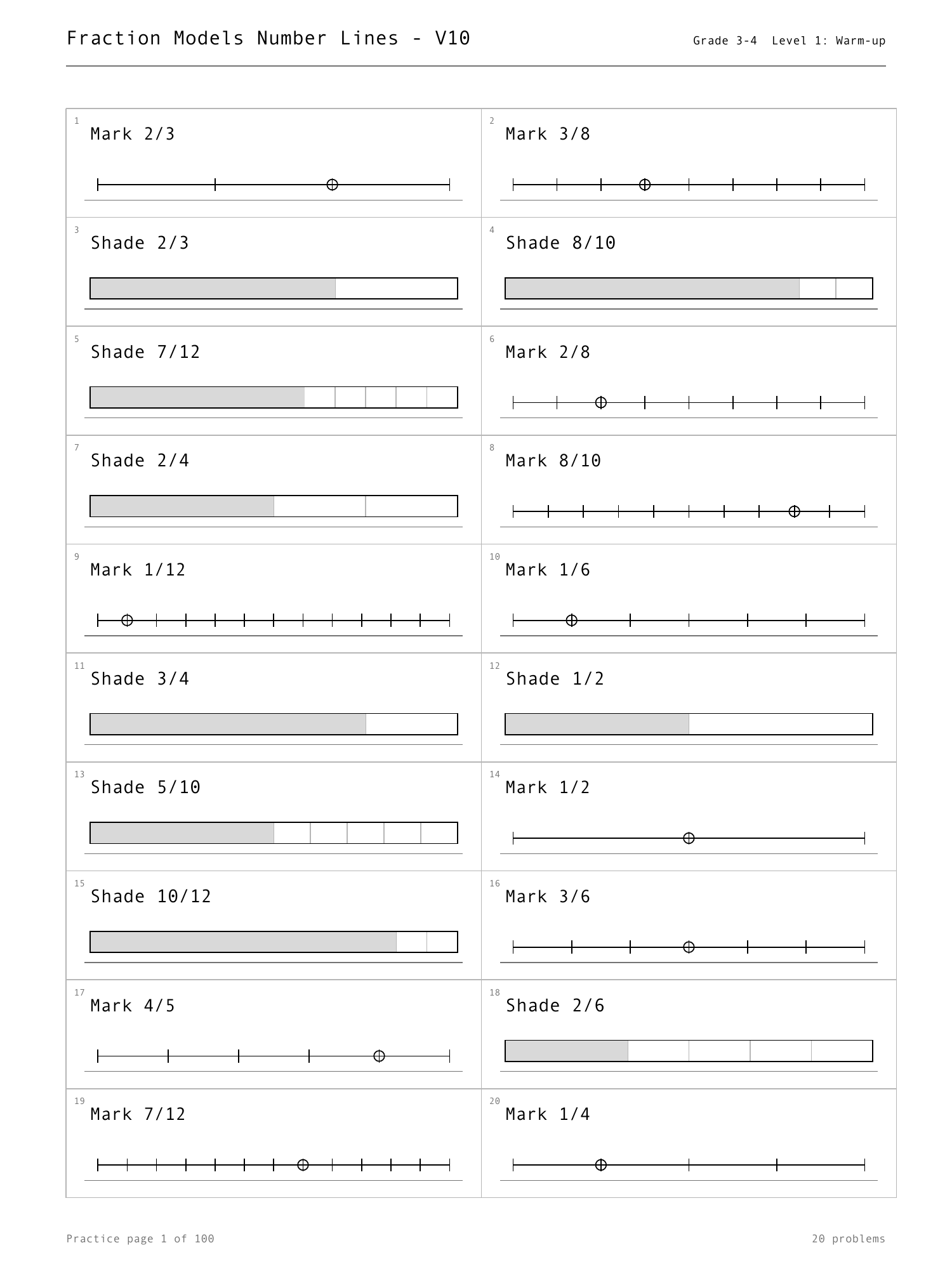 Boox Custom Templates rendered improved fractions practice page for e-ink use.