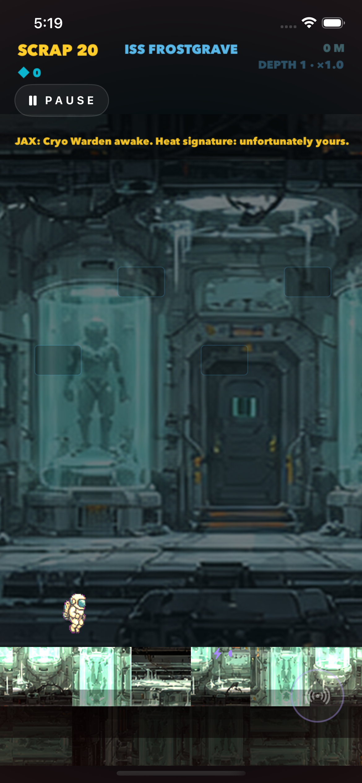 Wreck Diver cryo biome gameplay with App Store media treatment.
